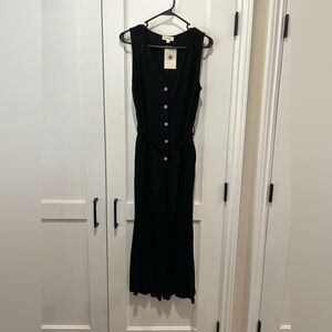 Linen Black Sleeveless Pant Romper